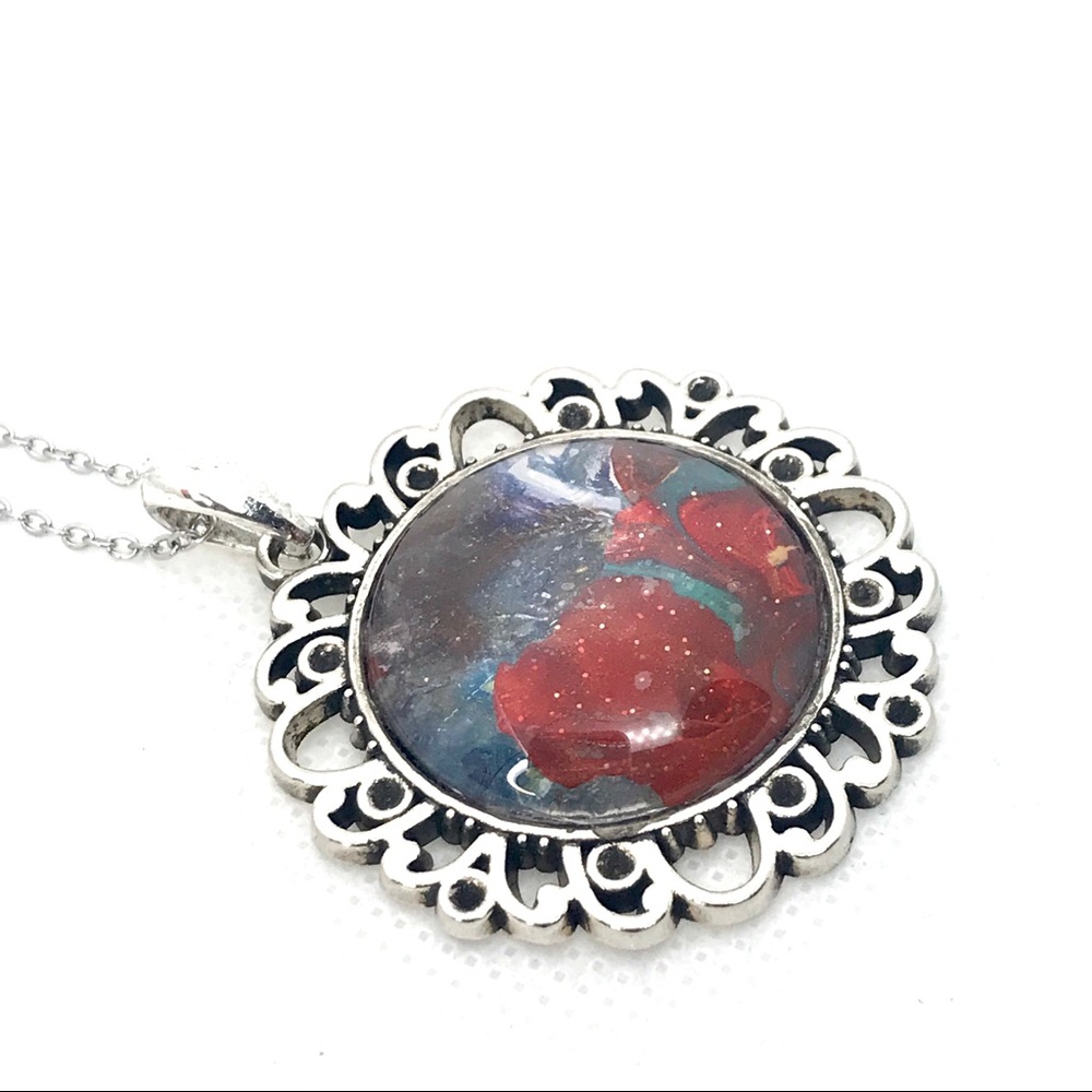 Necklace Handmade dome Pendant flower NSN